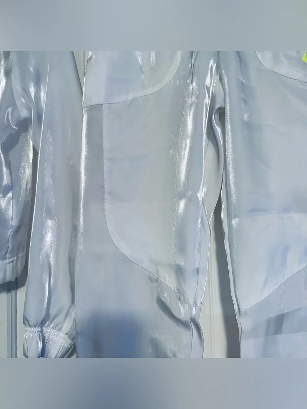 Nike White Sheer Zip Jacket and Jogger Pant Set with Neon Yellow Logo